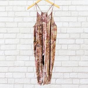 Hand Dyed Artisan Small Earthy Ice Dyed Harem Romper Hot Shot Festival Tie Dye